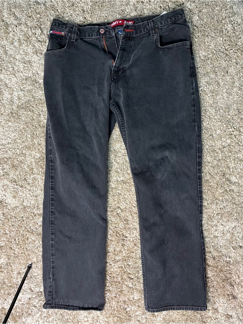 Tommy Hilfiger Black Denim Jeans with Red Tommy Jeans Waistband